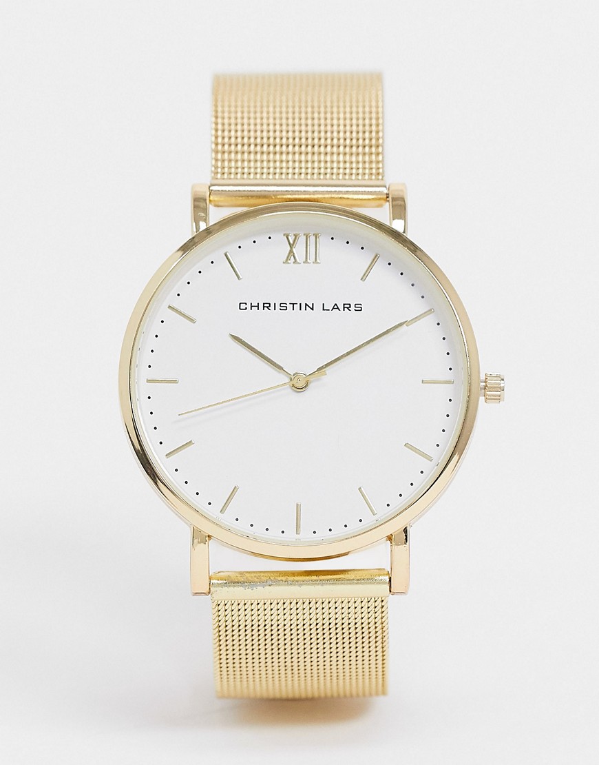 Christin Lars - Horloge in goud met witte wijzerplaat