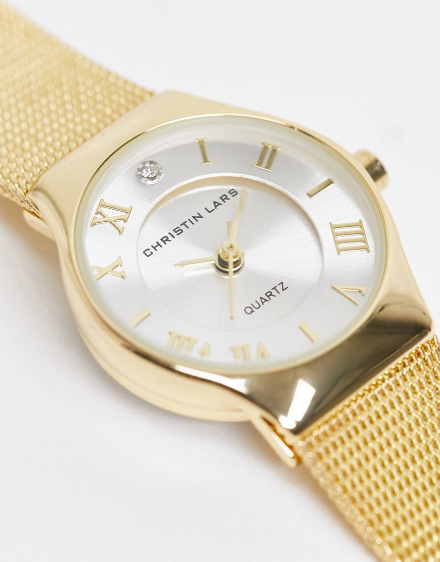 Christin Lars - Horloge met mesh armband in goud