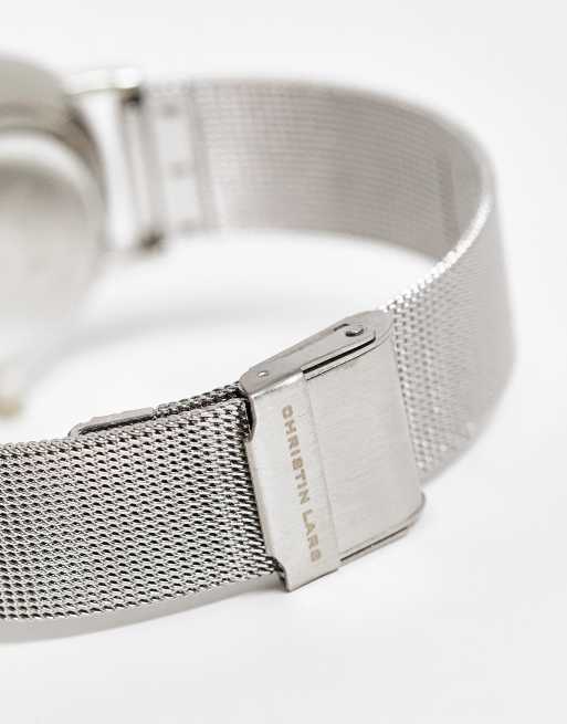 Christin Lars - Montra bracelet à maillons avec cadran argenté - Argenté, 2 de 4