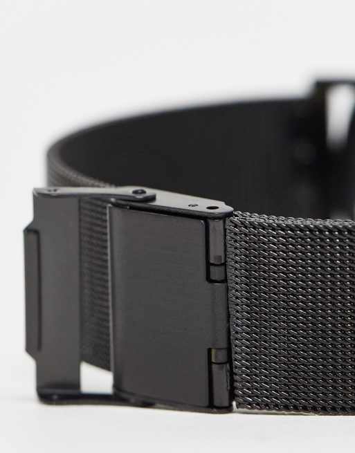 Christin Lars - Montre à bracelet en maille réglable avec cadran rond - Gris acier, 3 de 4
