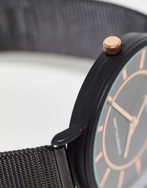 Christin Lars - Montre à bracelet en maille réglable avec cadran rond - Gris acier, 4 de 4