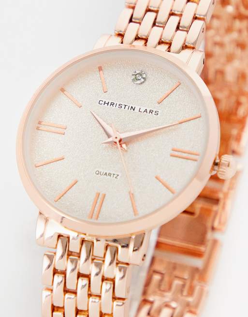 Christin Lars Montre femme avec bracelet maillons Or rose