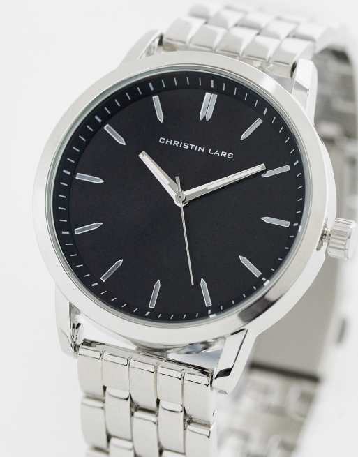 Christin Lars - Orologio con bracciale a maglie spesse color argento