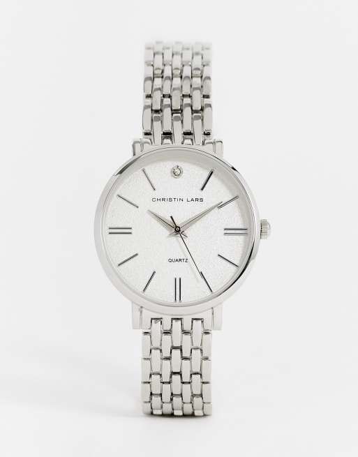 Christin Lars - Orologio con bracciale sottile a maglie color argento