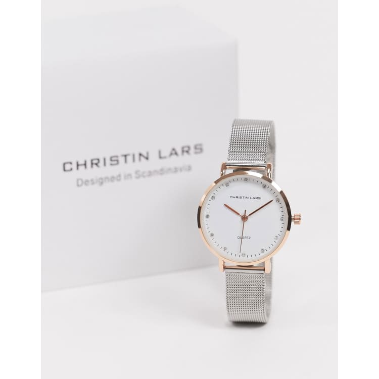 Christin Lars silver watch with gold dial | ASOS