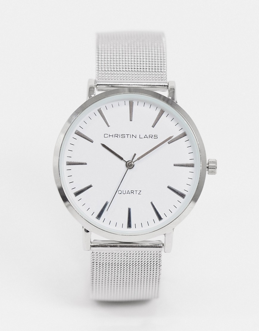 Christin Lars silver watch with white dial