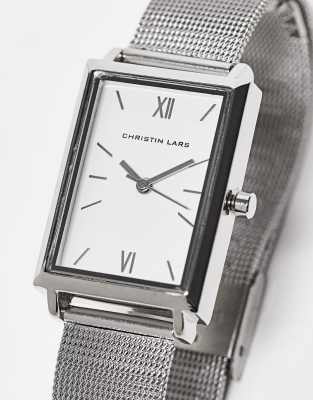 Christin Lars Slimline Faux Leather Strap Watch With Square Face In