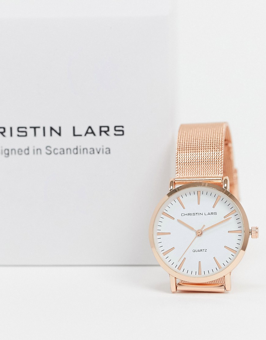 Christin Lars - Smal horloge met roségouden wijzerplaat