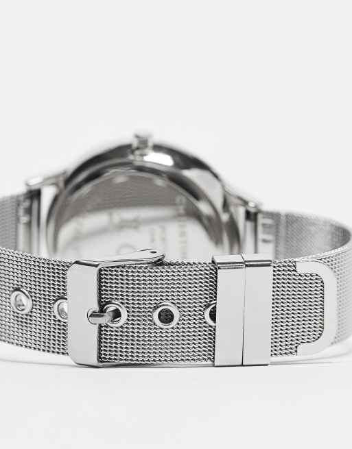 Christin Lars stainless steel mesh strap bracelet watch in silver with blue face, 2 of 4