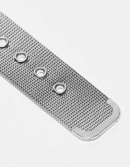 Christin Lars stainless steel mesh strap bracelet watch in silver with blue face, 3 of 4