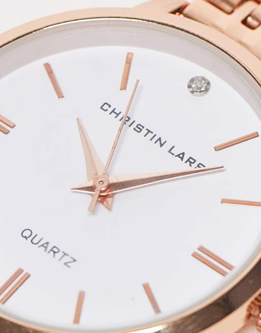 Christin Lars – Uhr in Roségold mit schmalem Netzarmband und Faltschließe, 3 von 4
