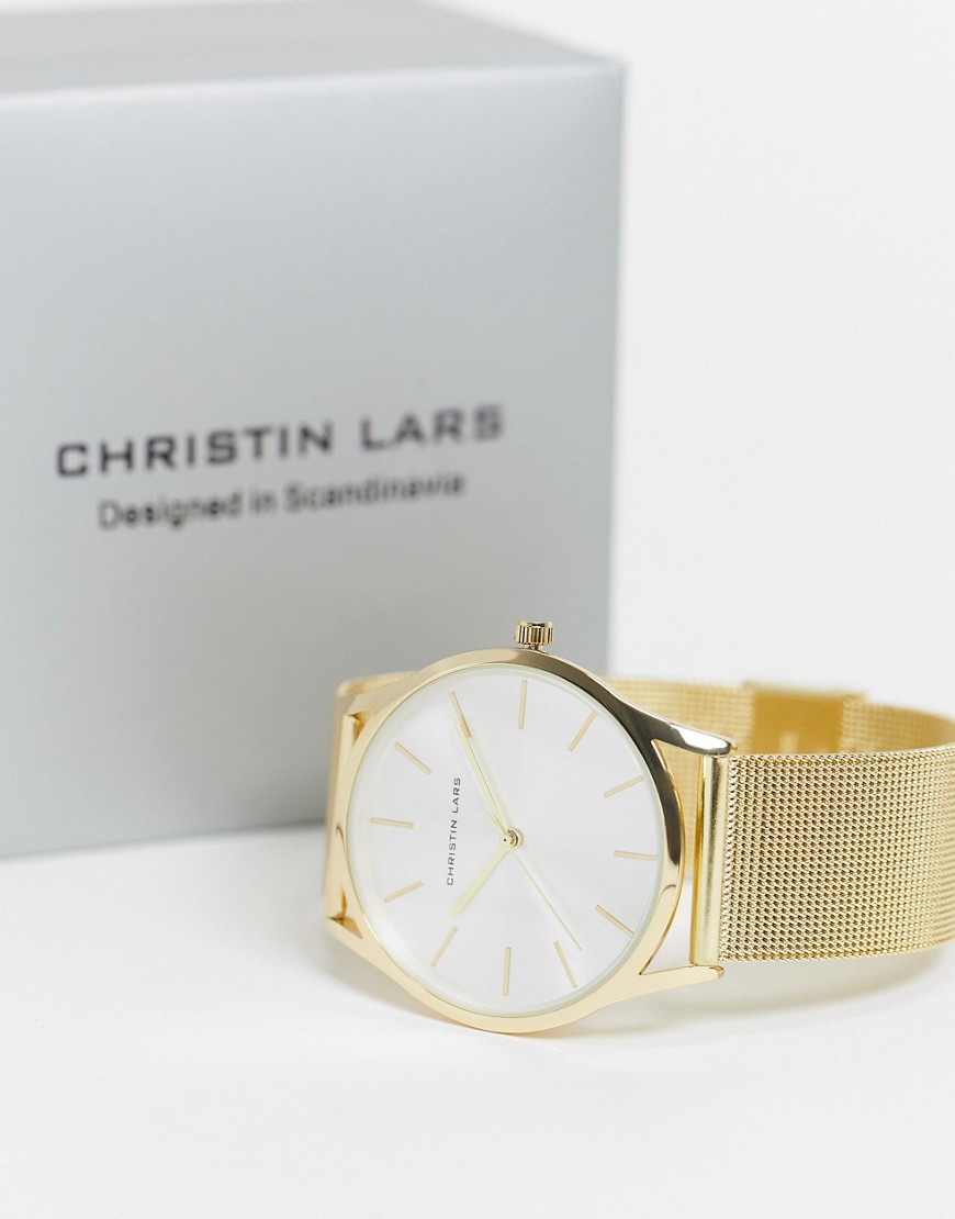 Christin Lars - Verstelbaar horloge van roestvrijstalen mesh-Goud