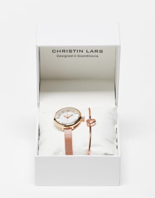 Christin Lars watch and bracelet gift set in rose gold, 3 of 4