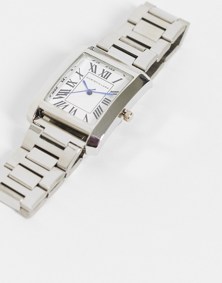 Christin Lars watch in silver with a rectangular dial