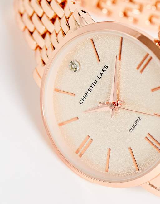 Christin Lars Womens link bracelet strap watch in rose gold, 4 of 4