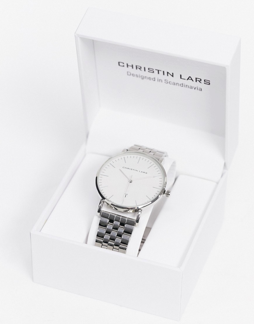 Christin Lars - Zilveren horloge met witte wijzerplaat
