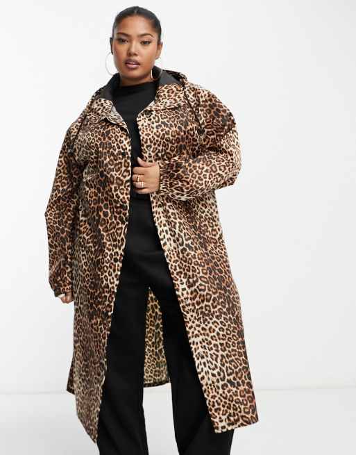 Chubasquero largo con estampado animal de ASOS DESIGN Curve