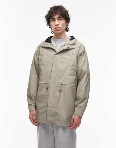 Chubasquero verde tenue de corte alargado con cremallera 12010 de Rains - view 1