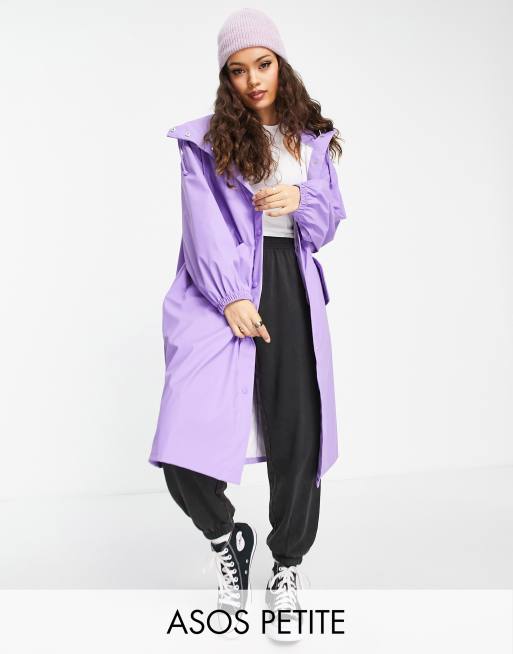 Intestinos reparar Reflexión Chubasquero violeta con acabado engomado de ASOS DESIGN Petite | ASOS