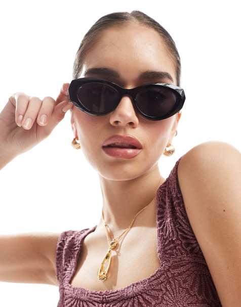 chunky sorte cat eye-solbriller fra AJ Morgan - view 1