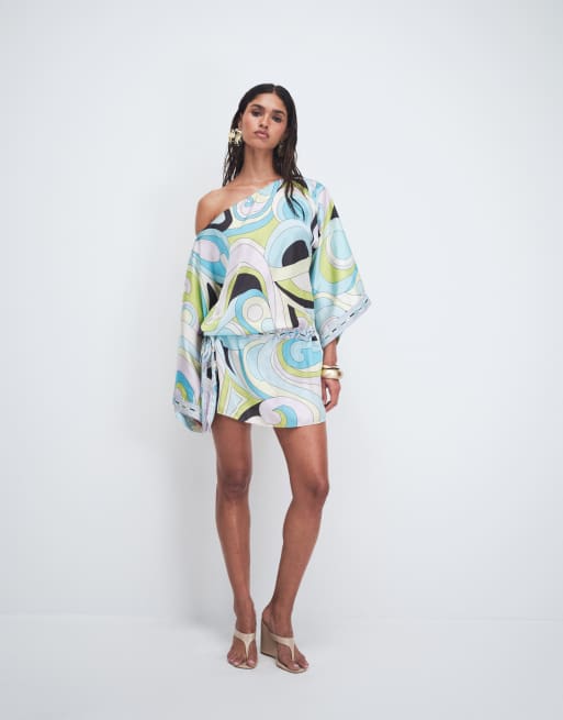 Cin Cin Colada off shoulder mini dress in mars blue, 2 of 4