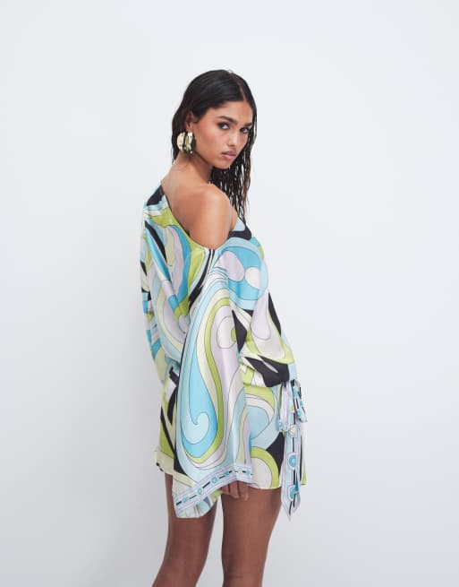 Cin Cin Colada off shoulder mini dress in mars blue, 4 of 4