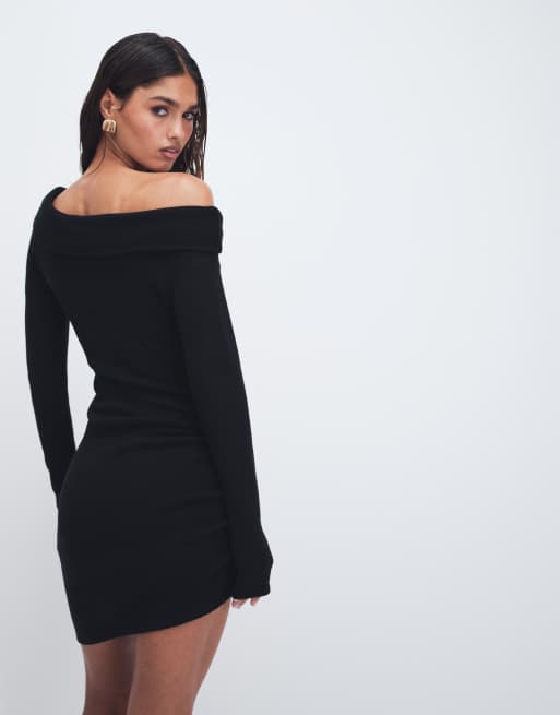 Cin Cin Motel knitted bandeau mini dress in black, 3 of 4