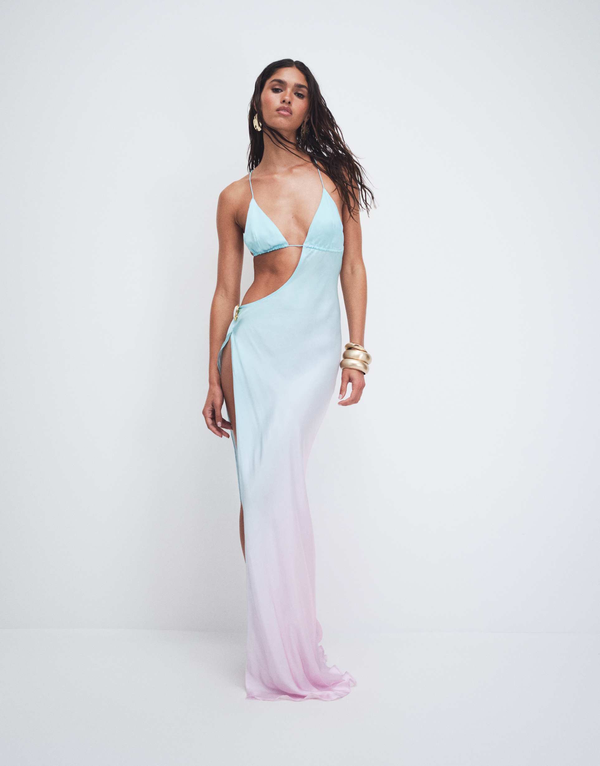cin cin villa moonstone cut out maxi dress in gelato