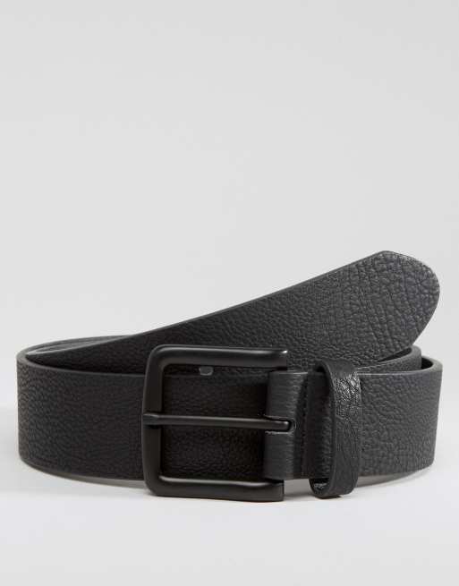 Cinturón ancho de cuero sintético negro con hebilla revestida de ASOS DESIGN