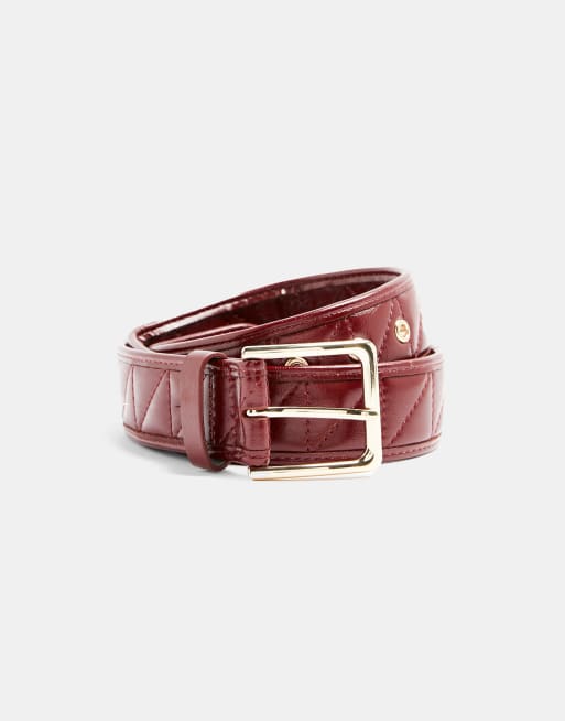 Cinturón color guinda acolchado de Topshop