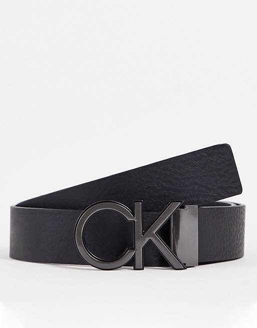 Hombre Cinturones | Cinturón de 35 mm negro con logo de icono de Calvin Klein - AX92629