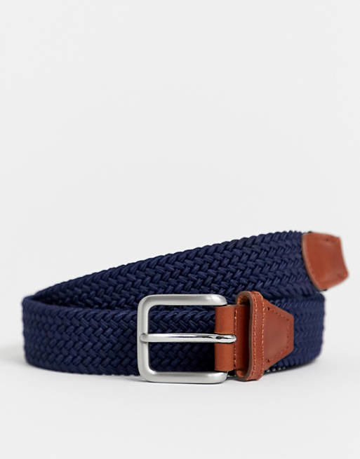 Cinturón de algodón con hebilla en azul marino de Jack & Jones