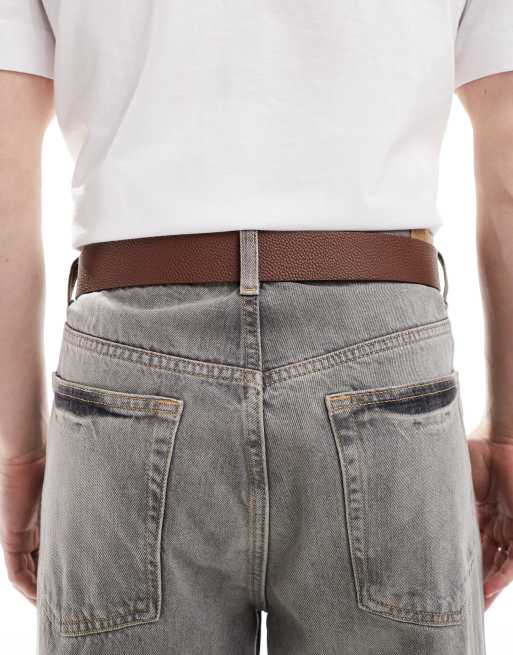 Cinturón de vestir marrón con acabado granulado de ASOS DESIGN, 2 de 3