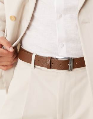 Essentials Cinturón De Vestir Reversible De Cuero