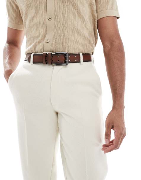 Cinturón de vestir marrón de cuero sintético de ASOS DESIGN - view 1