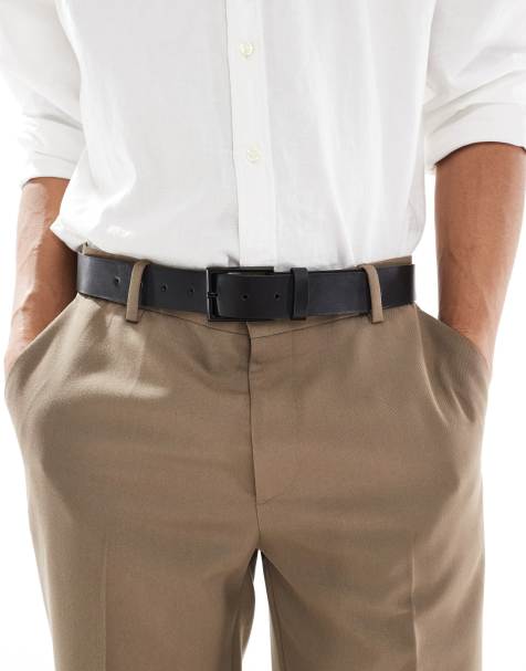 Cinturón de vestir negro de cuero sintético con hebilla negro mate de ASOS DESIGN - view 1