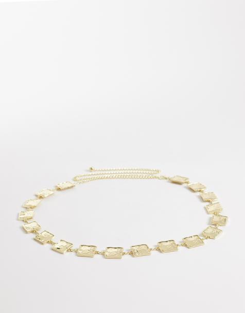 Cinturón dorado de cadena de cuadrados con acabado repujado de My Accessories Curve - view 1