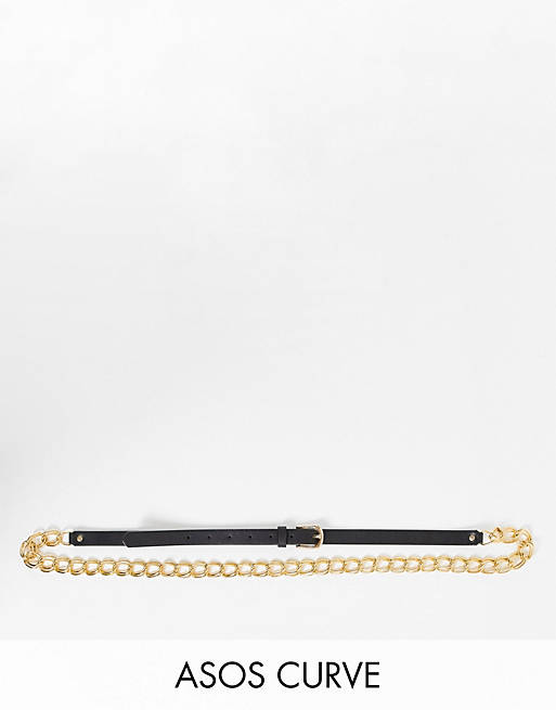 Mujer Cinturones | Cinturón dorado estilo cadena para cintura de metal de ASOS DESIGN Curve - LQ56235