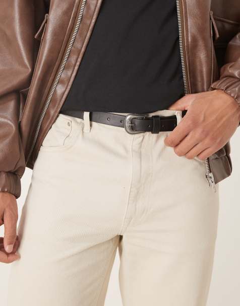 Cinturón estrecho negro con diseño wéstern de cuero sintético de ASOS DESIGN - view 1