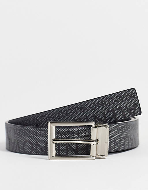 Hombre Cinturones | Cinturón gris con estampado integral del logo Dry de Valentino Bags - WA76884