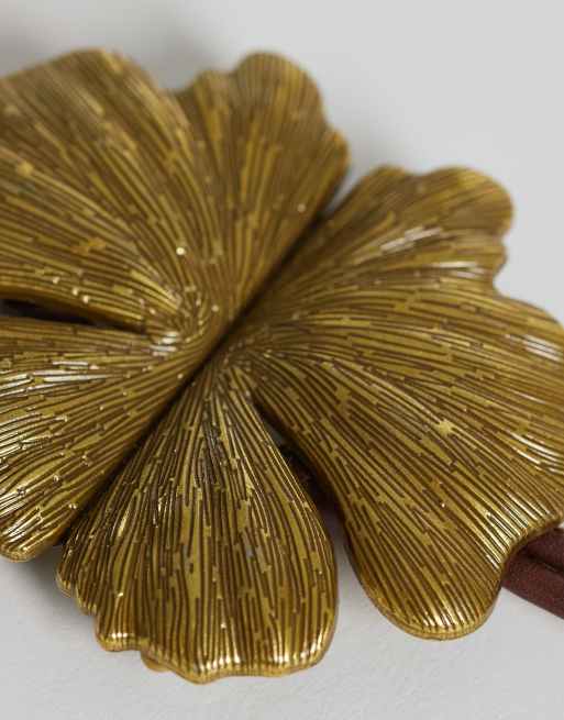 Cinturón marrón de cuerda con flor llamativa de My Accessories Curve, 2 de 3