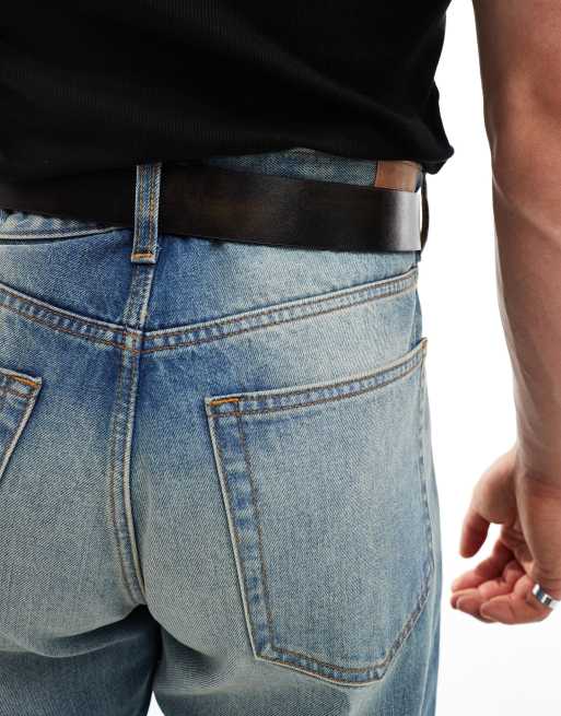 Cinturón marrón lavado de cuero sintético con efecto desgastado y detalle de hebilla de ASOS DESIGN, 2 de 4