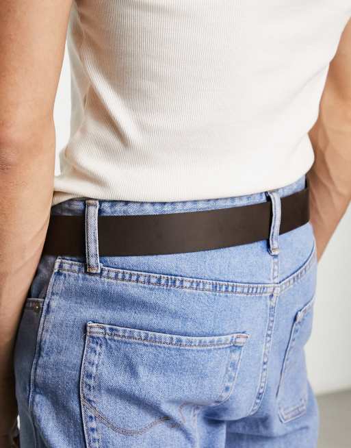 Cinturón marrón oscuro con logo de cuero Seine de Levi's, 3 de 4