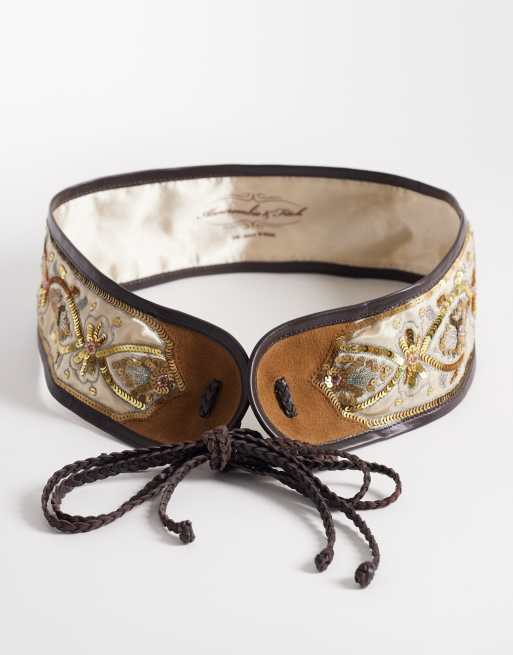 Cinturón multicolor de estilo boho de ante con abalorios de Abercrombie & Fitch