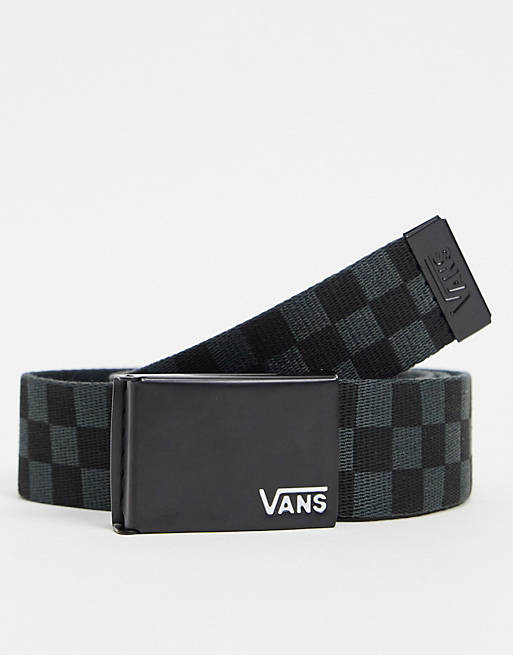 Hombre Cinturones | Cinturón negro a cuadros estilo damero de cincha Deppster II de Vans - GH35646