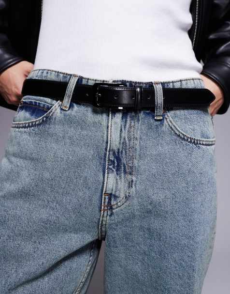 Cinturón negro básico de cuero sintético de River Island - view 1