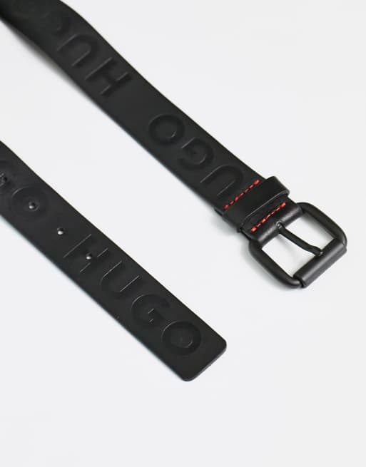 Cinturón negro con grabado integral del logotipo de HUGO