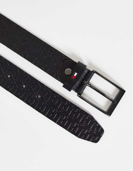 Cinturón negro con logo de bandera y monogramas de cuero Layton de Tommy Hilfiger, 3 de 4