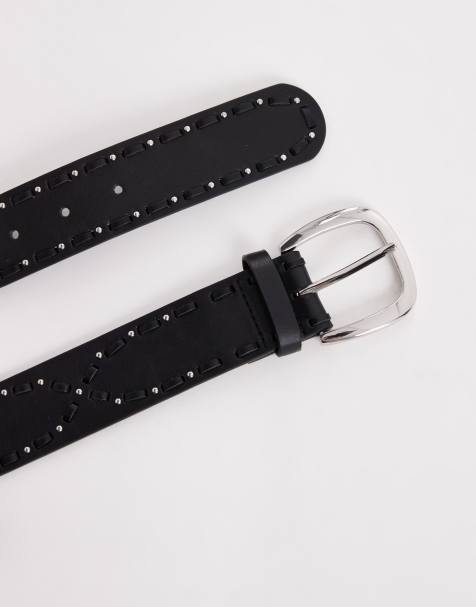 Cinturón negro con tachuelas de ASOS DESIGN - view 1