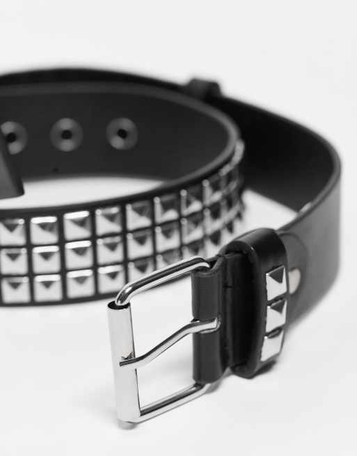 Cinturón negro con tachuelas estilo grunge de My Accessories London, 2 de 4